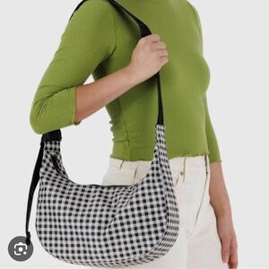 Baggy medium Black and White Checkered crescent Bag